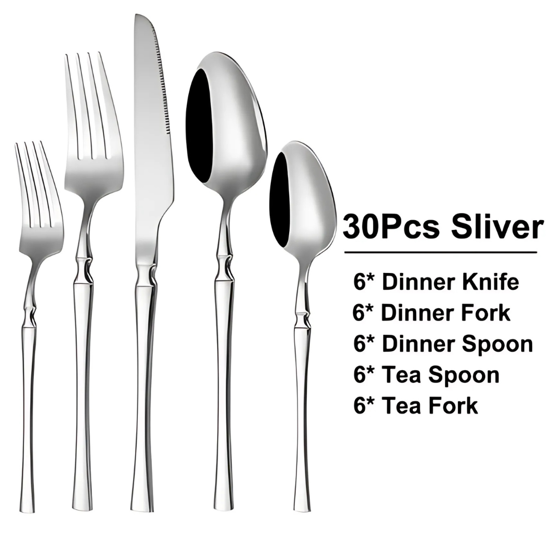 Stainless Steel Western Dinner Set - Vivreux Interior