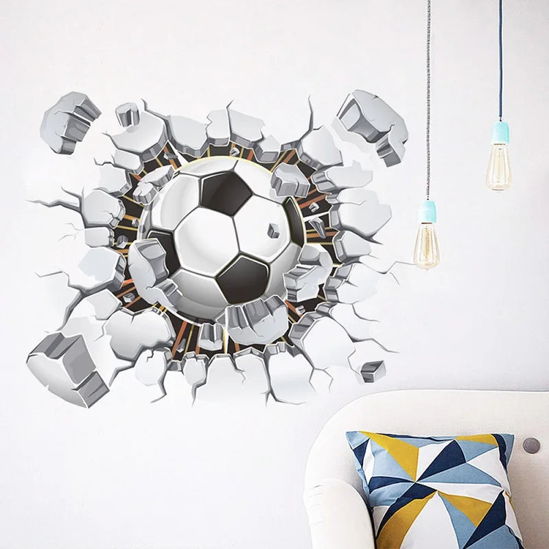 3D Football Wall Sticker - Vivreux Interior