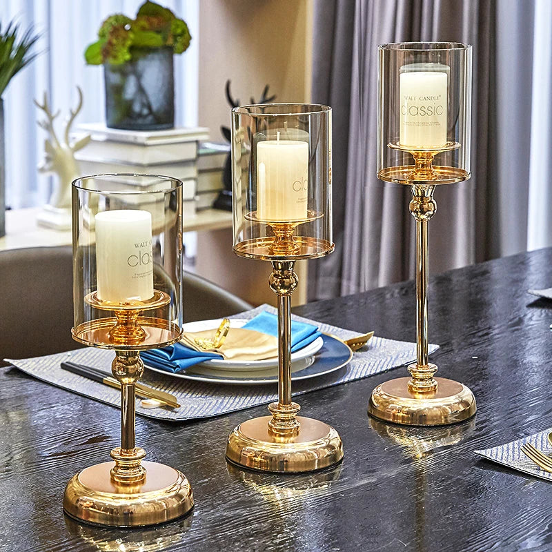 Golden Glass Candle Holder - Vivreux Interior