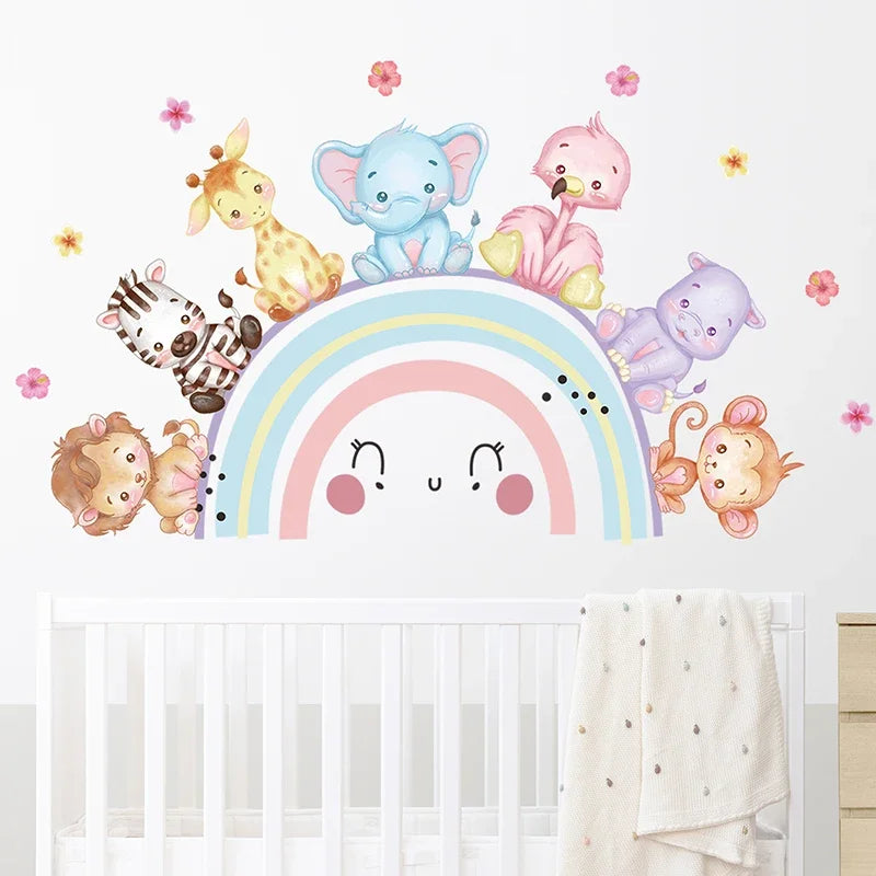 Rainbow and Animal Friends Wall Sticker - Vivreux Interior