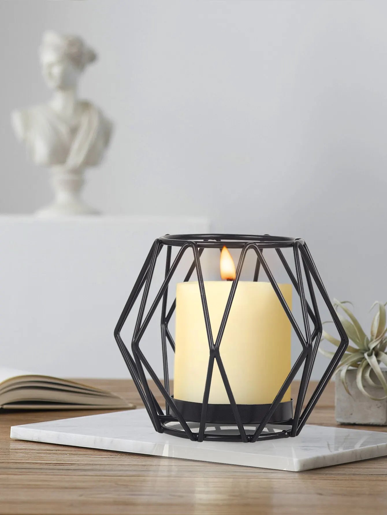 Geometric Iron Candle Holder - Vivreux Interior