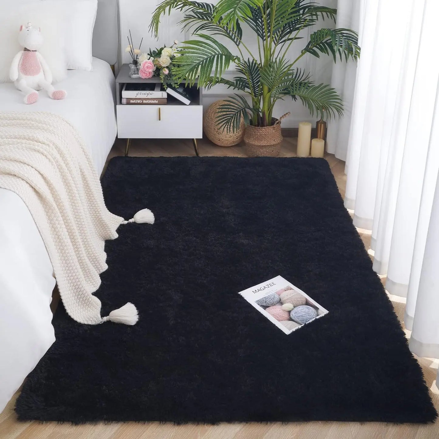 Fluffy Bedside Rug - Vivreux Interior