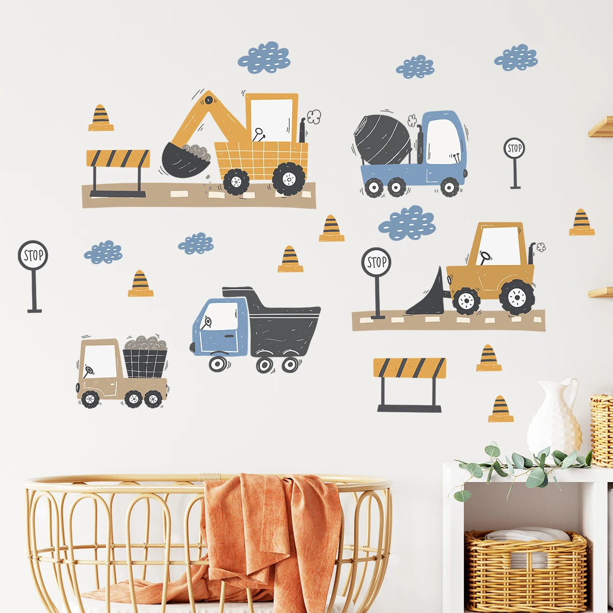 Construction Trucks Wall Sticker Set - Vivreux Interior