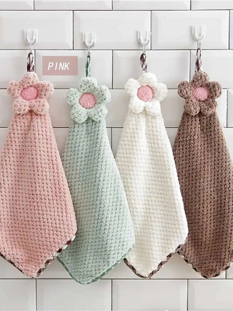 Pink Flower Micro Fibre Kitchen Towel - Vivreux Interior