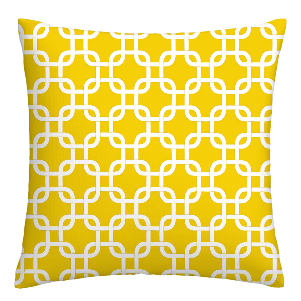 Yellow Geometric Pillowcase - Vivreux Interior