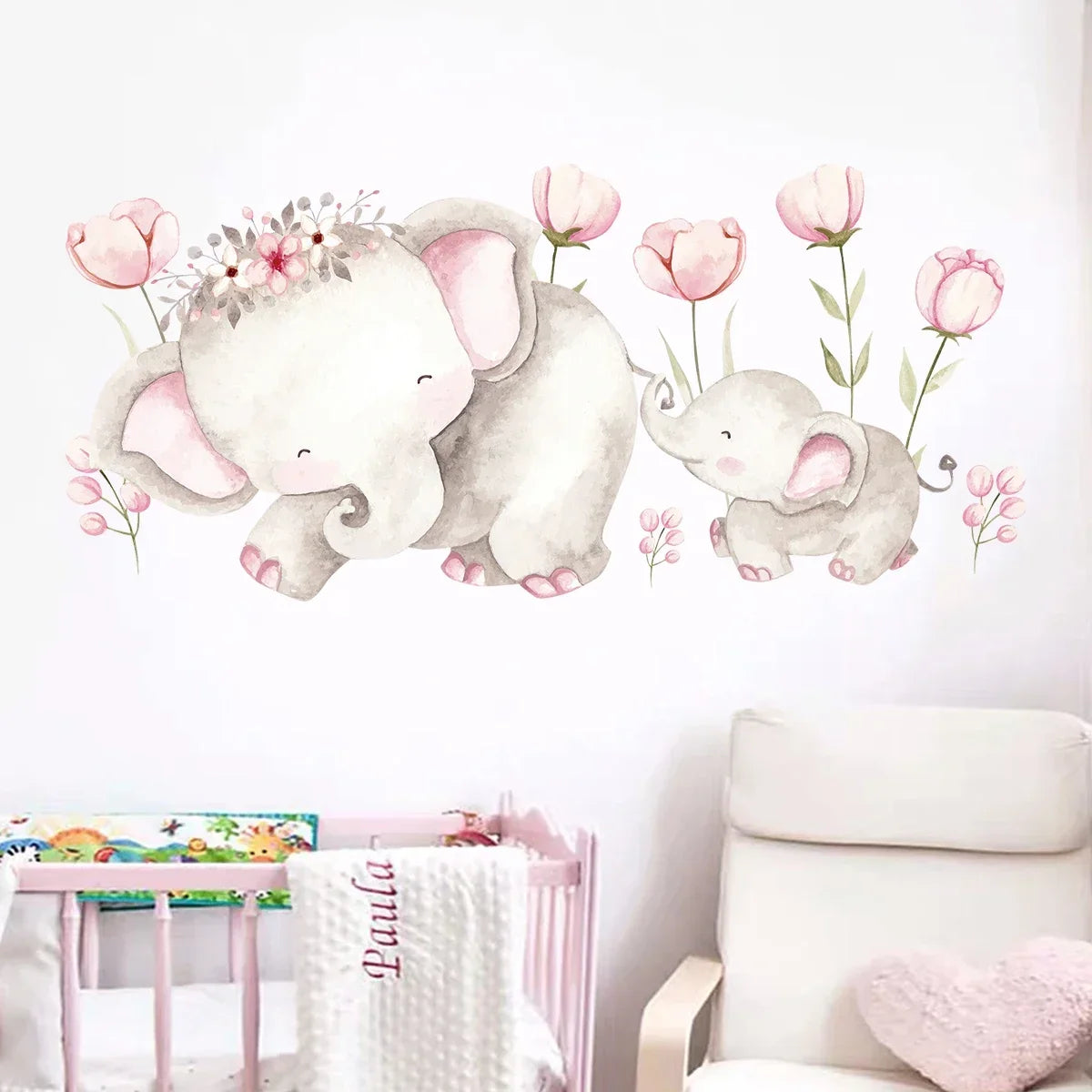 Parent and Baby Elephant Wall Sticker - Vivreux Interior