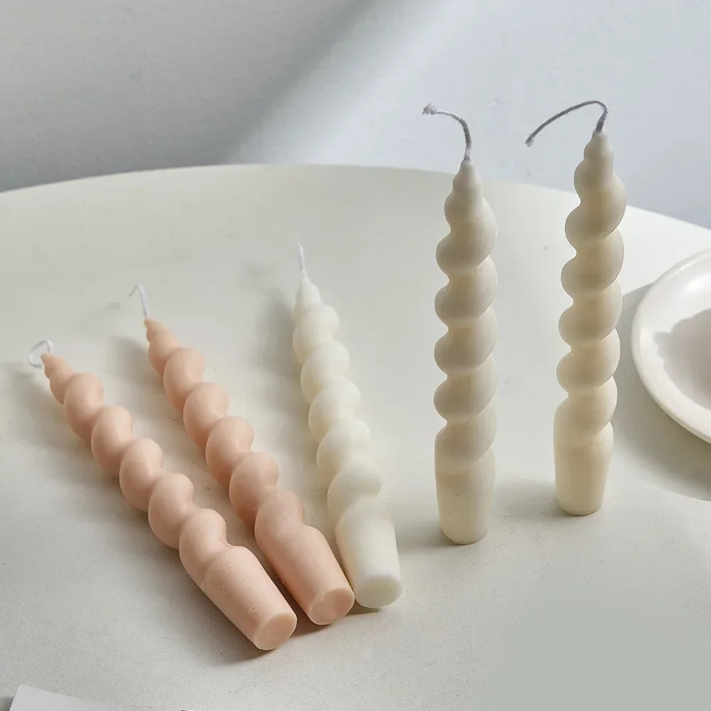 Long Spiral Pillar Candles - Vivreux Interior