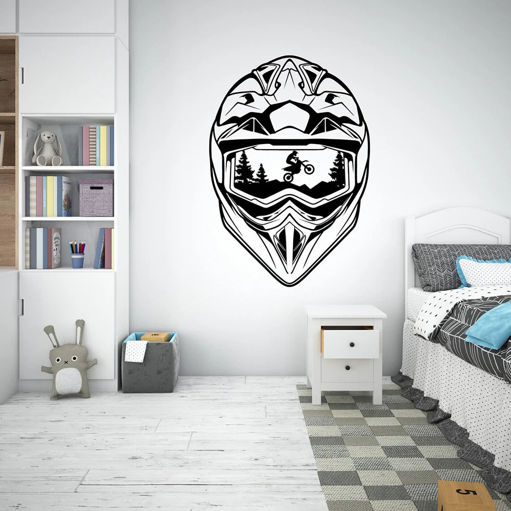 Motocross Helmet Wall Sticker - Vivreux Interior