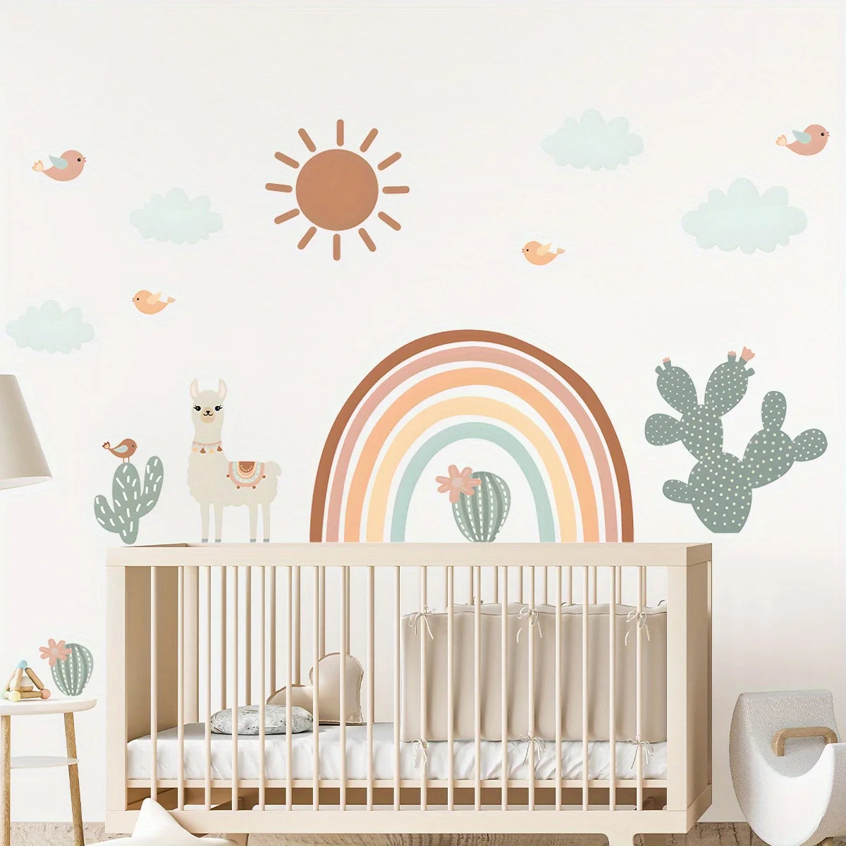 Boho Rainbow and Cactus Wall Sticker Set - Vivreux Interior