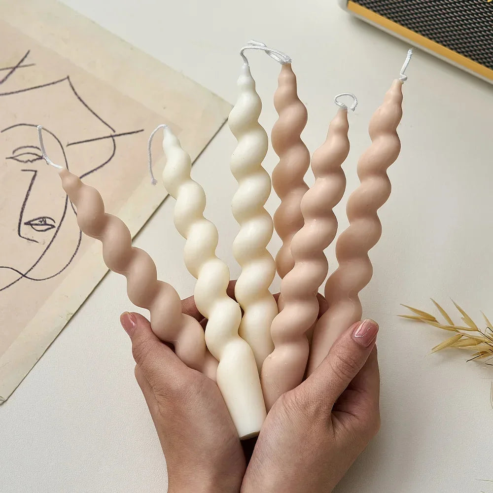Long Spiral Pillar Candles - Vivreux Interior