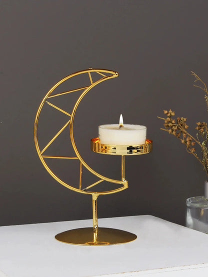 Moon-Shaped Metal Candle Holder - Vivreux Interior